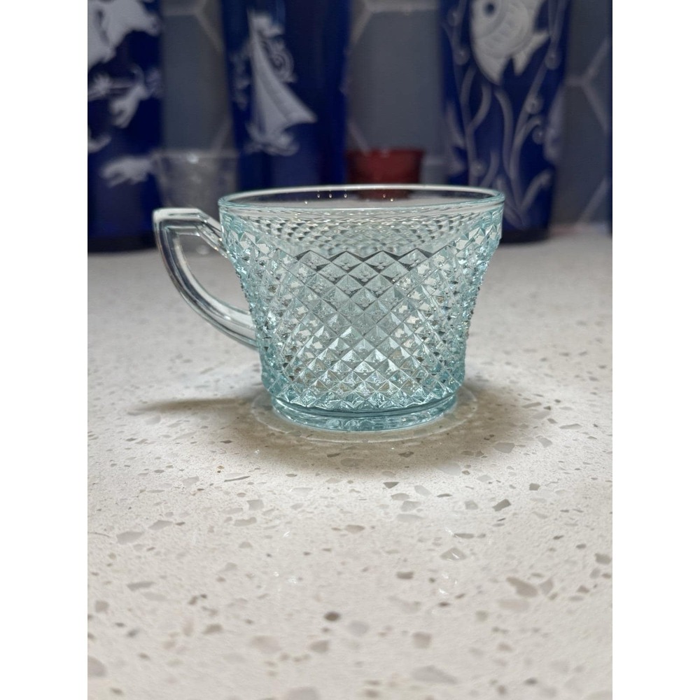 Westmoreland English Hobnail Pale Ice Blue Aqua Tea Cup Depression Glass